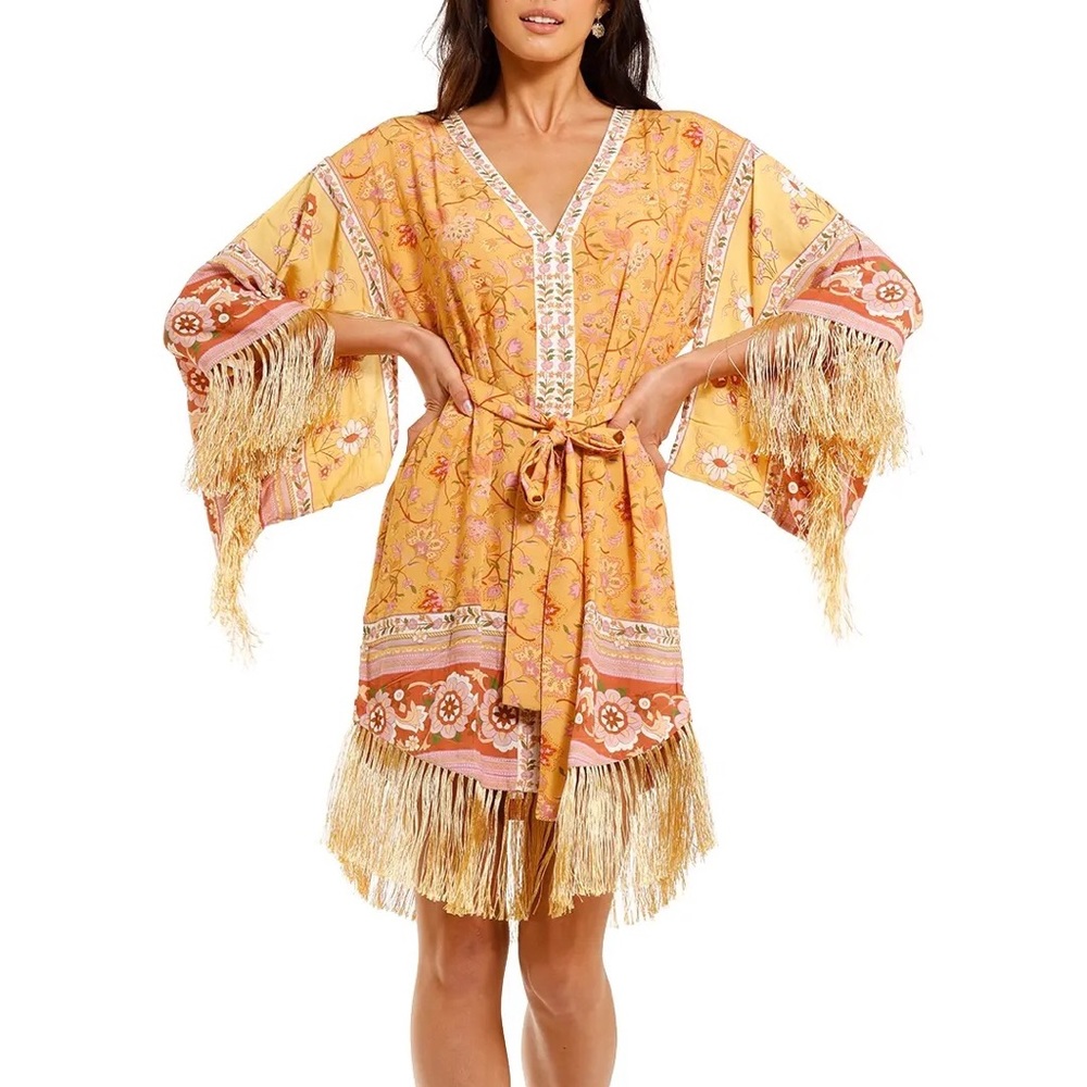 SPELL Kimono Dress PORTOBELLO ROAD TASSEL FRINGE DRESS SIZE XS NWT